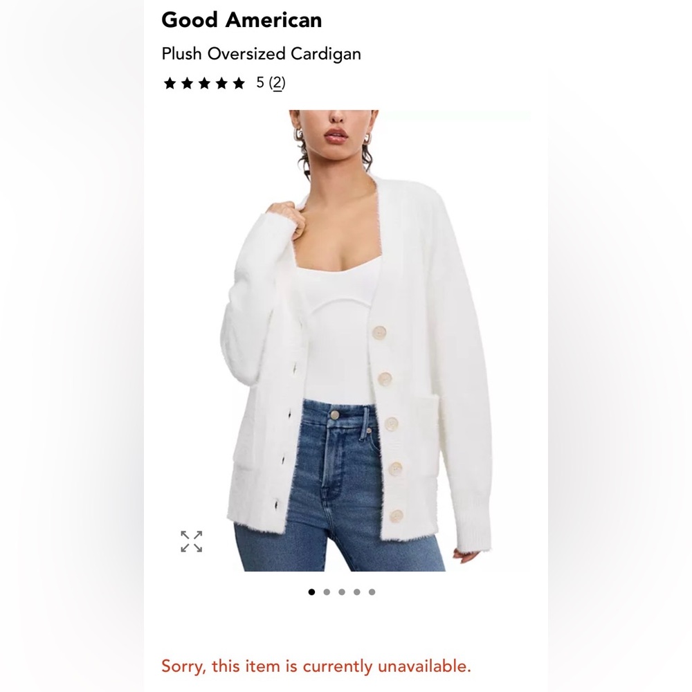 NWT Good American White Plush Oversized Cardigan Size L/XL